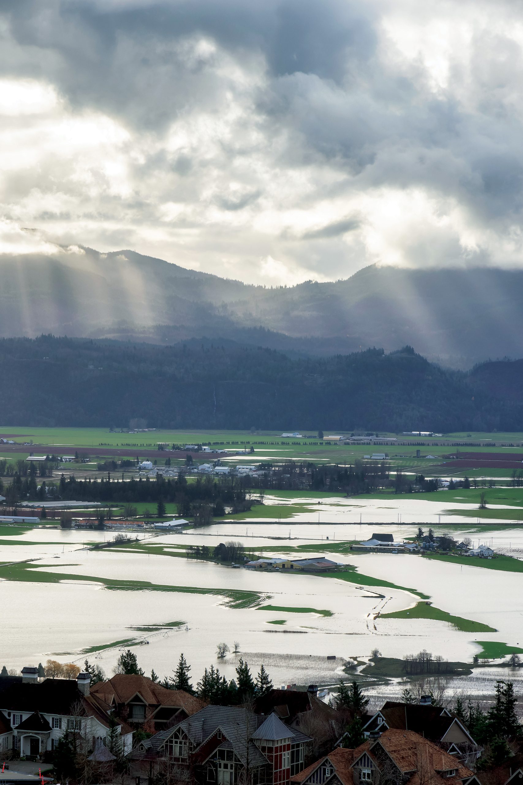 Devastating Flood Natural Disaster in the city and farmland after storm