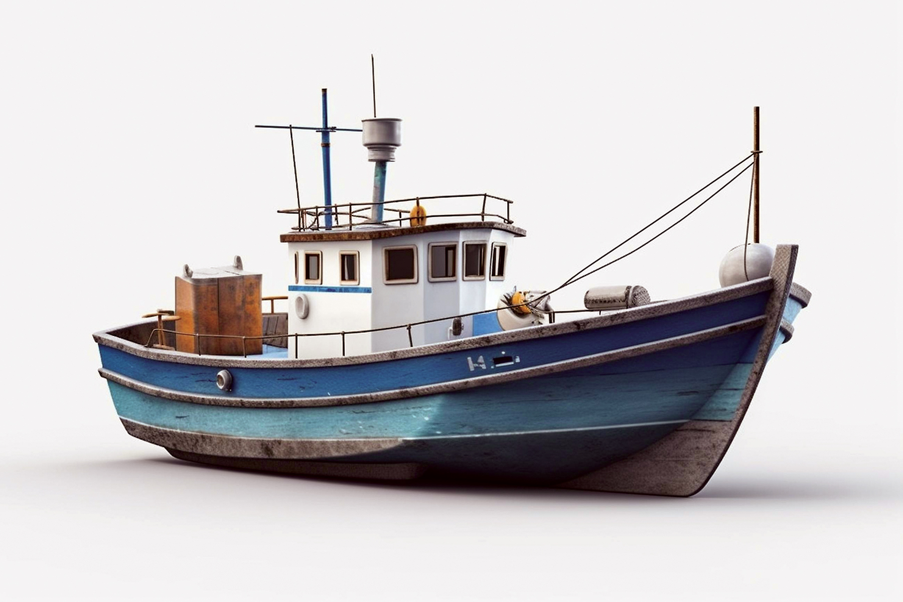 Fishing Boat Isolated. Generative AI