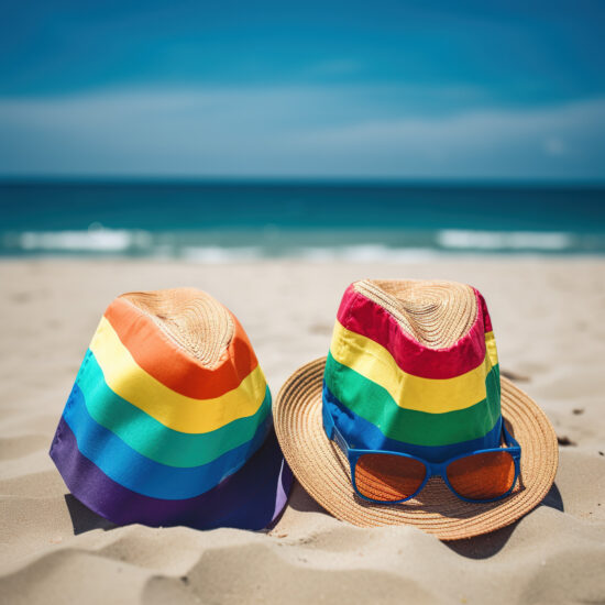 LGBTQ hats on the beach